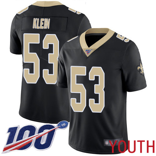 New Orleans Saints Limited Black Youth A J  Klein Home Jersey NFL Football #53 100th Season Vapor Untouchable Jersey->youth nfl jersey->Youth Jersey